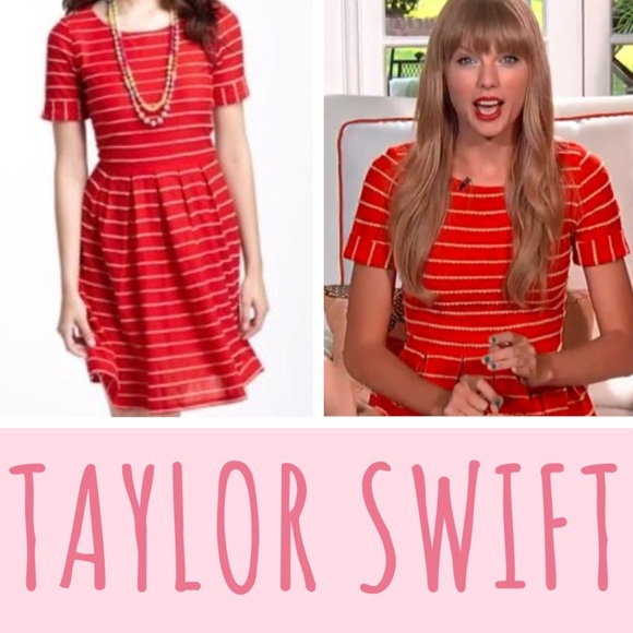 As Seen On Taylor Swift Bordeaux Red Striped Dress